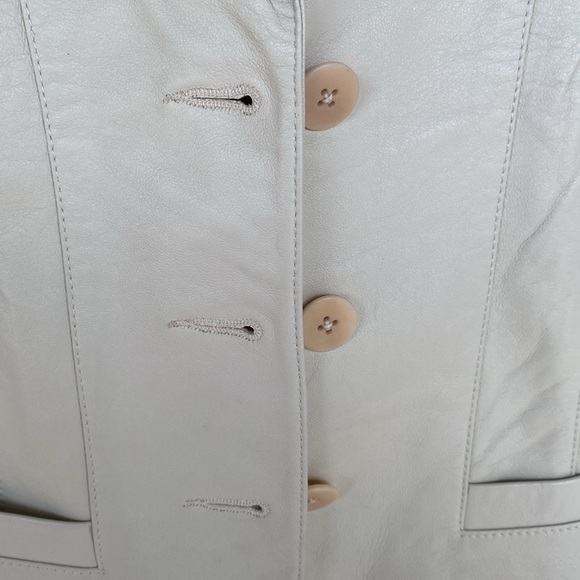 Scully Cream Leather Blazer Jacket - Picture 5 of 8
